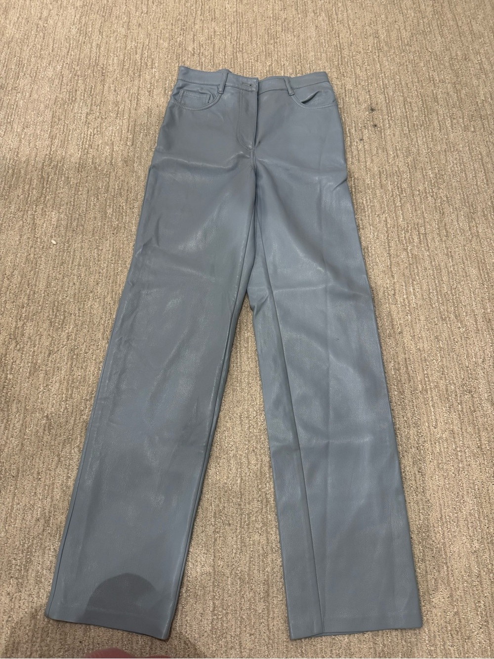 Wilfred Wide-Leg Faux Leather Jeans — Slate Blue